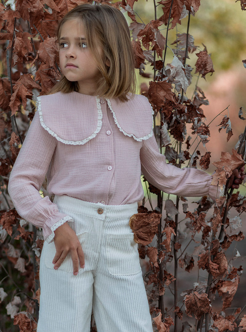 Camisa Rosa Puntilla