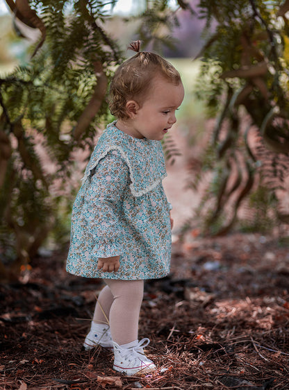 Vestido Flores Aqua Bebé