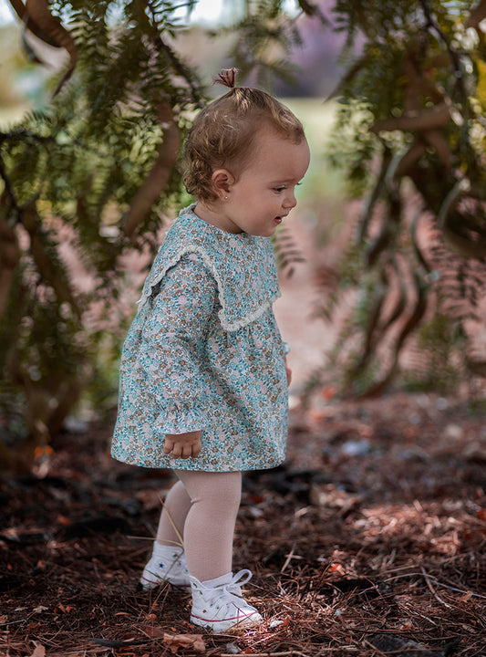 Vestido Flores Aqua Bebé