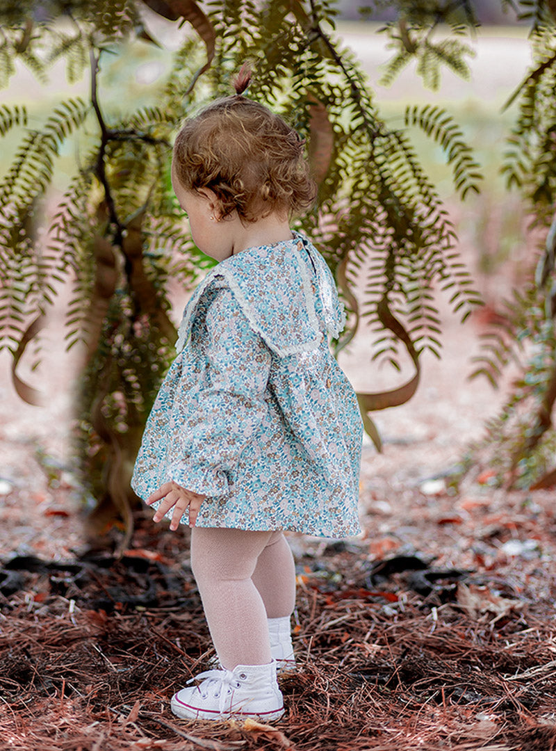 Vestido Flores Aqua Bebé